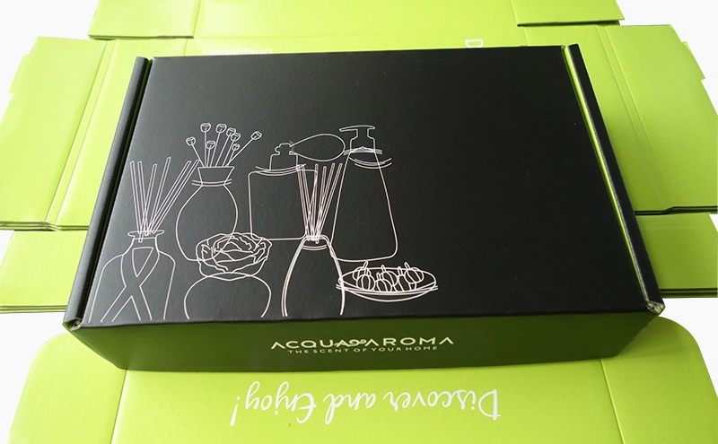 flat shipped E flute corrugated printed box, mailing box